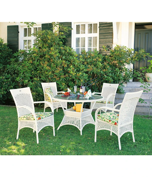 Best Alu-Korbtisch Madelene, Rund, Weiss, Ca. Ø110/H73 Cm 2 Best Alu-Korbtisch Madelene, Rund, Weiss, Ca. Ø110/H73 Cm – Bild 2