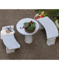 Dehner Granit-Gartenbank, Gebogen, 2-Sitzer -Gartenladen Im Freien 2741668 2741676 WE MO 002 GranitTischRundGartenbank