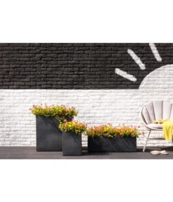 Dehner Kunststoff-Säulentopf Palermo, Eckig -Gartenladen Im Freien 3728110 3728151 3940756 WE MO 007 KunststoffBlumenkuebelKubusanthrazitBlumentopf