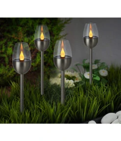 Dehner Solar-Edelstahlleuchte, 4er-Set 10 Dehner Solar-Edelstahlleuchte, 4er-Set -Gartenladen Im Freien 4034195 WE MO 001 DehnerSolarEdelstahlleuchte4erSet