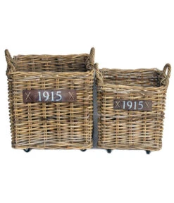 Van Der Leeden Rattan-Holzkorb, Quadratisch, Grau-braun -Gartenladen Im Freien 4348553 WE DE 002 RattanHolzkorb