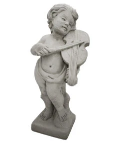 Fantasieco Steinputte Musikant Mit Geige, Ca. B23/H59/T22 Cm