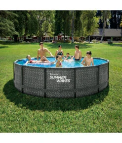 Summer Waves Frame Pool Rattan, Grau -Gartenladen Im Freien 6735864 WE MO 001 PoolRoundRattan