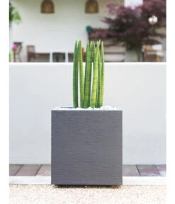 EDA-plastiques Kunststoff-Topf Graphit, Gerillt -Gartenladen Im Freien 6763643 WE MO 003 PflanztopfGrap40x40