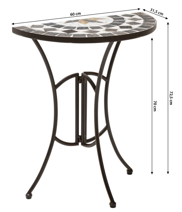 Dehner Mosaiktisch Diana Halbrund, Ca. B60/H72,5/T31,5 Cm 3 Dehner Mosaiktisch Diana Halbrund, Ca. B60/H72,5/T31,5 Cm – Bild 3