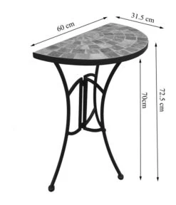 Dehner Mosaiktisch Grazia Halbrund, Ca. B60/H72,5/T31,5 Cm -Gartenladen Im Freien 6875132 WE DE 001 TischhalbrundGraziaSkizze