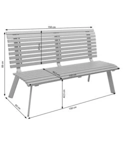 Dehner Bank London, 3-Sitzer -Gartenladen Im Freien 6893762 6893770 6893788 WE DE 001 AlubankLondonSkizze