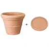 Farmet New Kunststoff-Topf Impruneta, Rund, Terrakotta, Inkl. Untersetzer