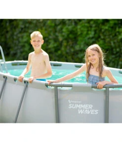 Summer Waves Frame Pool-Set, Oval, Anthrazit -Gartenladen Im Freien 6990832 WE MO 004 SummerWavesFramePool300x200x84cm